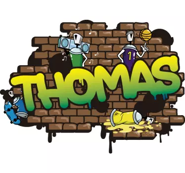 Sticker Mural personnalisable graffiti brique - TenStickers