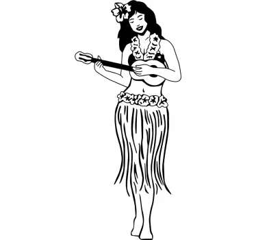 Sticker musique hawaïenne avec guitare - TenStickers