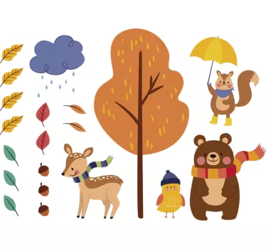 Animal automne environnement animal sauvage autocollant - TenStickers