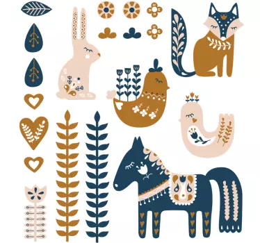 Sticker mural chambre enfant nordique animal - TenStickers