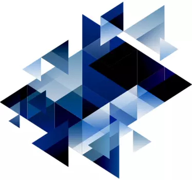 Sticker géométrique triangles tons bleus - TenStickers