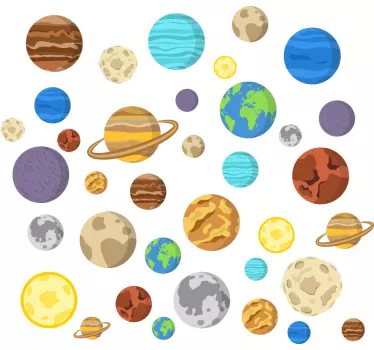 Autocollant espace planètes points de couleur - TenStickers