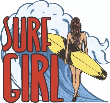 Sticker surf fille surfeuse et vague - TenStickers