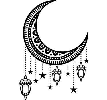 Sticker fenêtre lune et lampes arabes - TenStickers