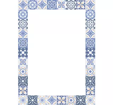 Sticker miroir salle de bain cadre carreaux - TenStickers