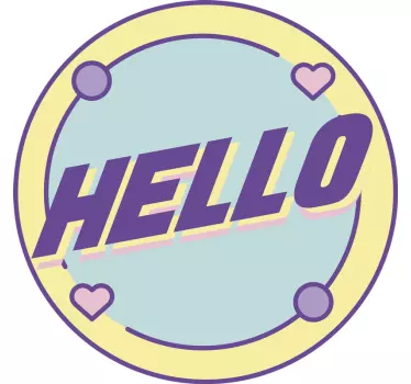 Sticker citation bonjour avec cœurs et cercles - TenStickers