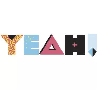 Phrase de style memphis ouais adhesif deco texte - TenStickers