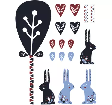 adhesif deco animaux et arbres style nordique - TenStickers