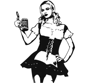 Sticker bar serveuse bière contours - TenStickers