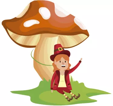 Sticker fantaisie elfe et champignon - TenStickers