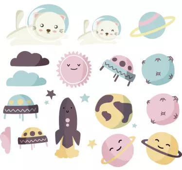 Autocollant enfants astronautes dans l'espace - TenStickers