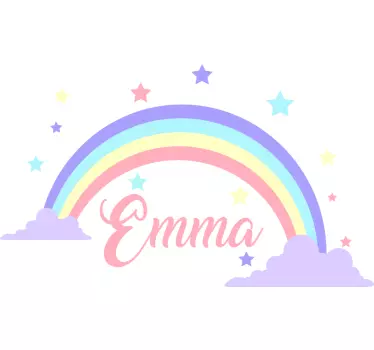 Sticker chambre enfant arc-en-ciel et nom personnalisable - TenStickers