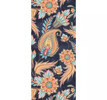 Sticker porte motif cachemire botanique - TenStickers