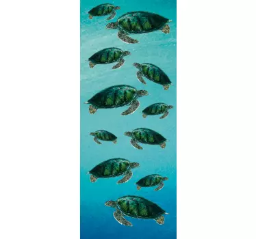 Sticker de porte tortue de mer - TenStickers