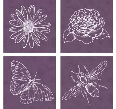 Transfert de carreaux de adhesif deco botanique vintage - TenStickers