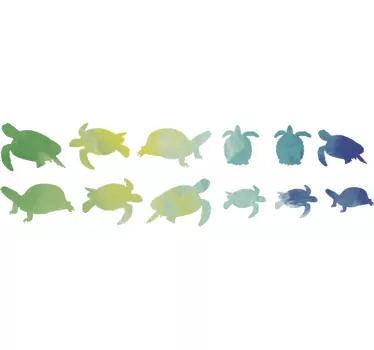 Stickers Muraux Animaux Pack tortue colorée - TenStickers
