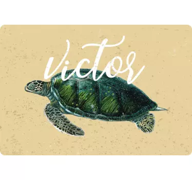 Sticker Ordinateur Portable Tortue de mer avec prénom - TenStickers