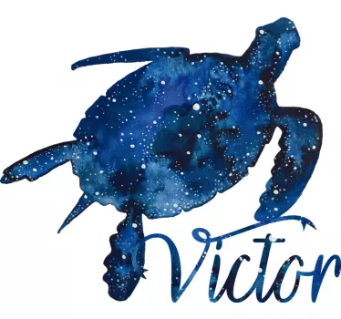 Sticker Tortue galaxie avec prénom - TenStickers