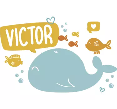 Sticker mural Animaux océan Baleine et nom - TenStickers