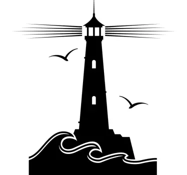 Sticker mural marin Phare avec mouettes - TenStickers