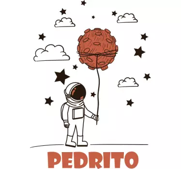 Sticker enfant design astronaute avec ballon - TenStickers