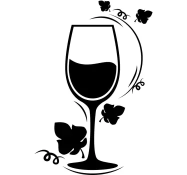 Sticker mural Verre de vin et feuilles - TenStickers