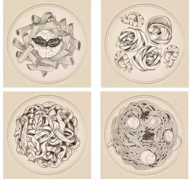 Sticker pour carrelage assiettes de pâtes - TenStickers