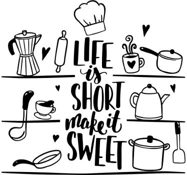 Sticker mural Texte et ustensiles de cuisine - TenStickers