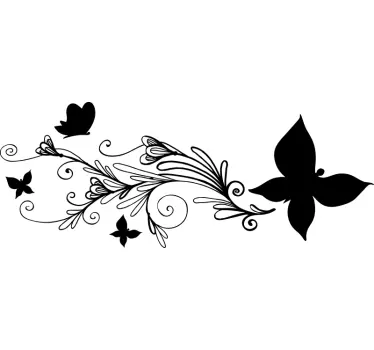 Sticker voiture dessin papillons et fleurs - TenStickers