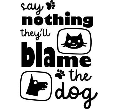 Sticker mural texte Humour chat et chien - TenStickers