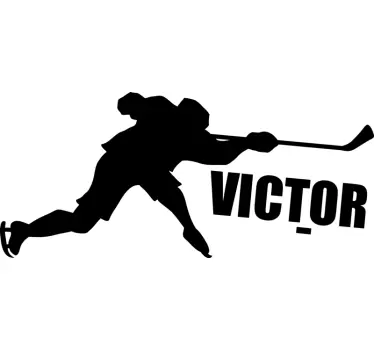 Sticker mural Silhouette joueur de hockey avec nom - TenStickers