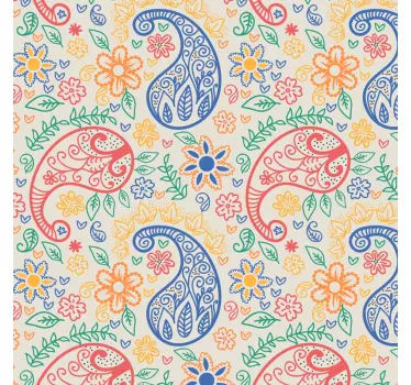 Sticker pour frigo Paisley coloré - TenStickers