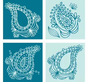 Sticker pour carrelage motif paisley vert - TenStickers