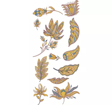 Pack de 12 Sticker mural fleurs colorées style paisley - TenStickers