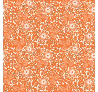 Sticker déco meuble Fleurs paisley et fond orange - TenStickers