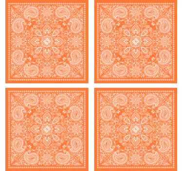 Sticker pour carrelage Paisley orange - TenStickers