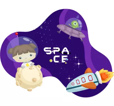 Sticker espace adorable voyage cosmique - TenStickers