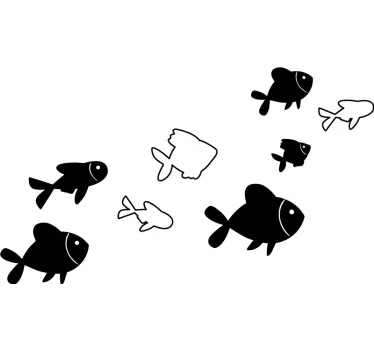 Sticker mural Poissons et silhouettes - TenStickers