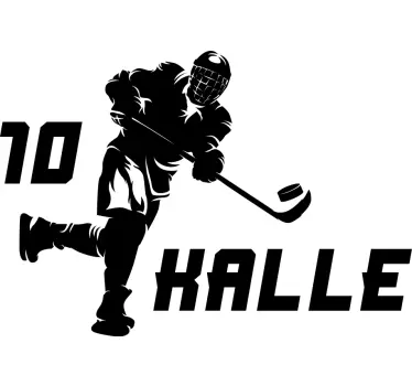 Autocollant Personnalisé Joueur de hockey avec nom - TenStickers