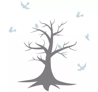 Sticker Mural Illustration Arbre et feuilles blanches - TenStickers