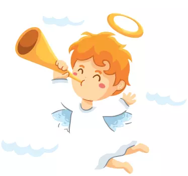 Sticker enfant ange jouant de la trompette - TenStickers
