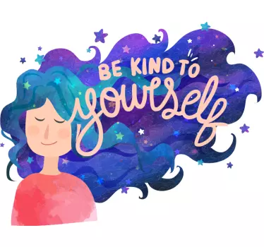 Sticker de Motivation Aime toi cite femme aux cheveux bleus - TenStickers