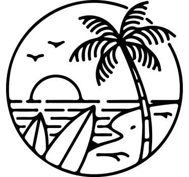 Sticker surf logo plage forme ronde - TenStickers