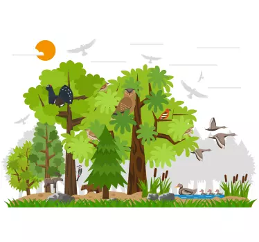 Sticker Animal Sauvage et de la forêt et arbres - TenStickers