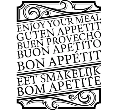 Sticker Texte Bon appétit dans différentes langues - TenStickers