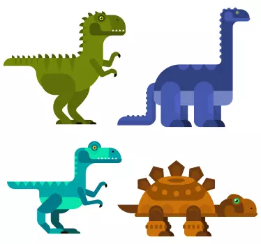 Sticker mural dinosaure dinosaures colorés en mouvement - TenStickers