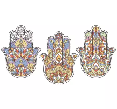 Sticker oriental motifs de mains colorés - TenStickers