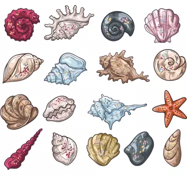 Stickers Muraux Animaux Feuille de croquis de coquillage - TenStickers