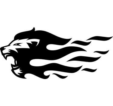 Autocollant Voiture Lion dans une silhouette de flamme - TenStickers