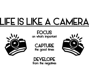 Sticker texte citation sur la vie de l'appareil photo - TenStickers
